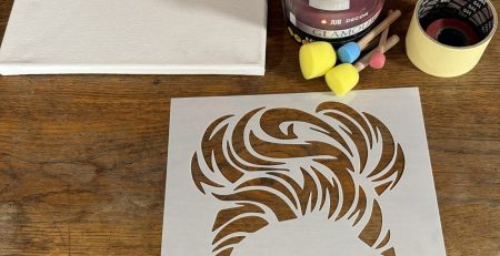 op tools for stencil art with paint and stencil