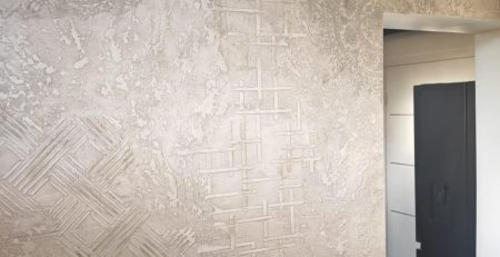 Dining room decorated with modern wall stencils showcasing elegant geometric patterns