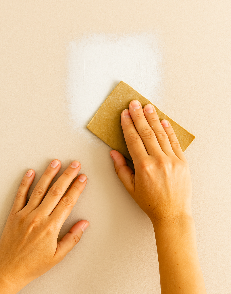 DIY wall preparation process before applying decorative stencil art