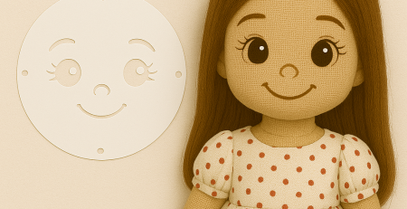 Cloth doll with face stencil