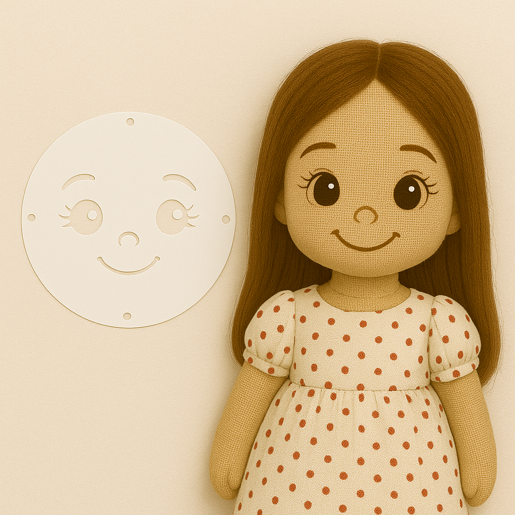 Cloth doll with face stencil
