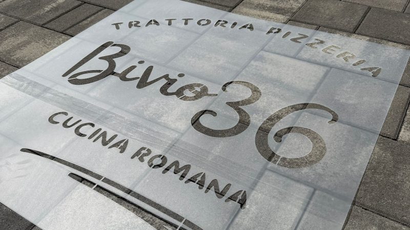 Custom stencil with Bivio36 logo