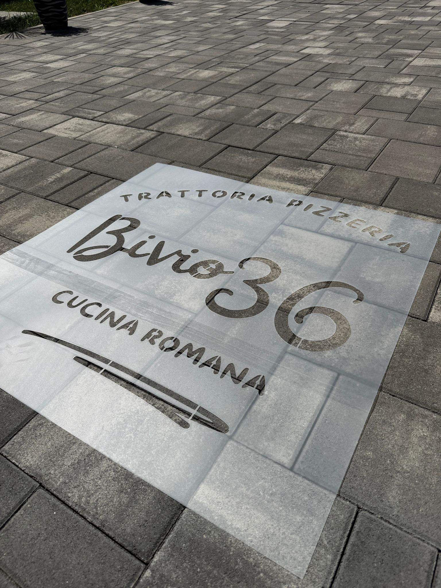 Custom stencil with Bivio36 logo